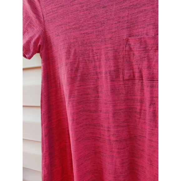 LulaRoe Carly Swing Shift T Shirt Dress XXS Hi Low Red Rasberry Gray Heathered - Picture 5 of 14